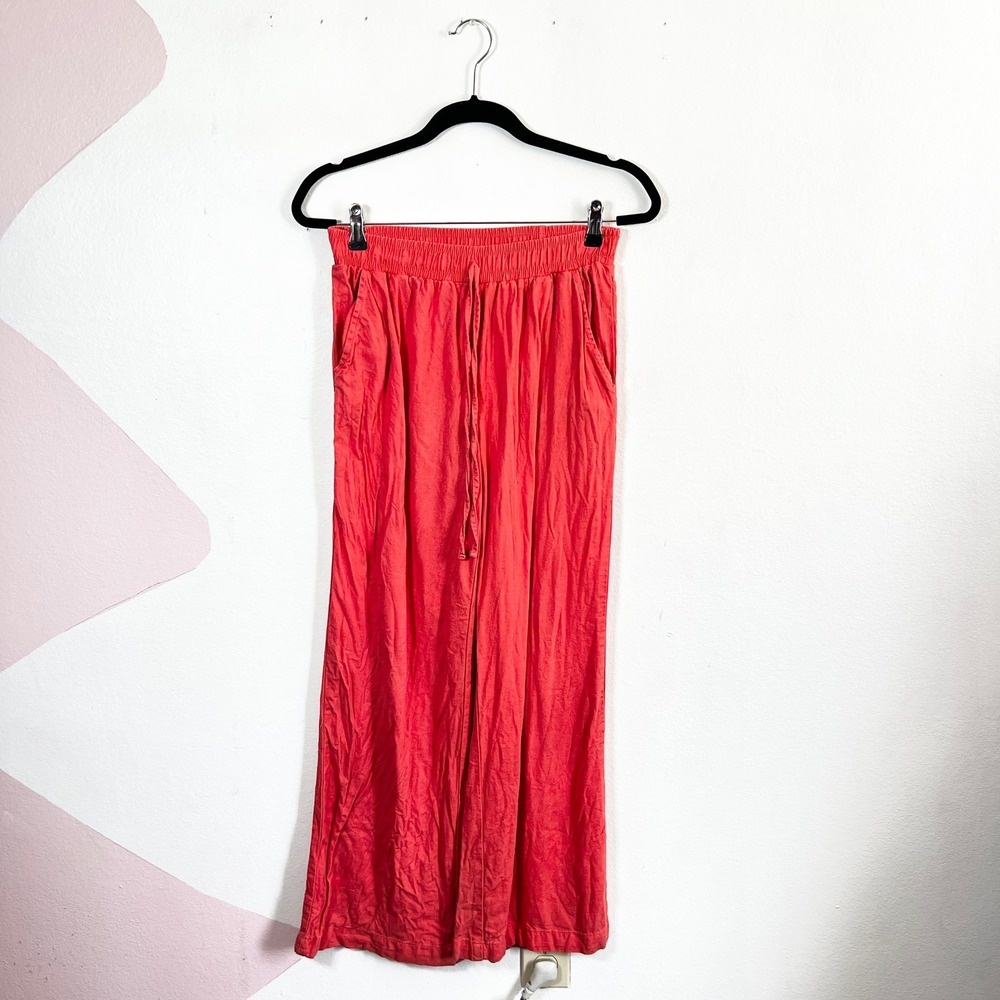 Briggs Linen Blend Wide Leg Pull On Pants‎ Sz 6 Pockets Vacation Beach Coastal